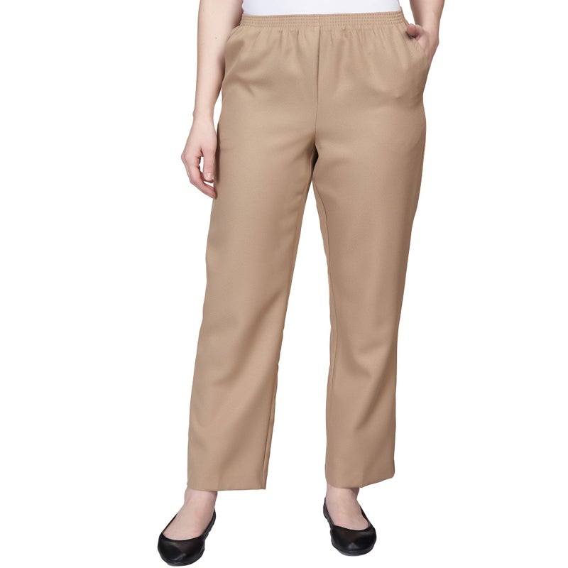 Alfred Dunner Women's Poly Proportioned Short Pant, Tan, 6 Petite - Image 1